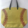 Bijoux Pochettes Sacs En Gros Jaune Softball Blanc Baseball Emballage Blancs Enfants Coton Toile Sport Fourre-Tout BagJewelry