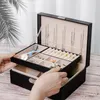 Boxes Multi-Function PU Leather Double-Layer Wooden Holder Gift Box Velvet Large volume Jewelry Storage Box