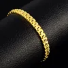 Charm Bracelets 24K Yellow Gold Bracelet Plating 6MM20CM Women & Men Wedding Jewelry Gift