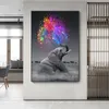 Modernes Tier-Leinwand-Poster, Elefant, buntes Ölgemälde, Wandkunst, Bilder für Wohnzimmer, Heimdekoration, Wandbild, rahmenlose Drucke