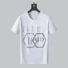 Модная спортивная футболка с черепом Роскошная футболка мужская футболка PP Phillip простые футболки с вышивкой вокруг шеи Футболка для пар Male1849477