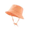 Düz renkli sevimli bebek güneş şapkası kapağı nefes alabilen pamuk kova şapka bebek çocukları için çocuk moda aksesuarları yüksek kalite