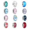 925 Silver Fit Pandora Charm 925 Bracelet Perles de Verre de Murano Bleu Rouge Rose Vert Violet Blanc Charms Ensemble Pendentif DIY Perles Fines Bijoux