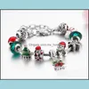 Favor Christmas Santa Bell Charm Bracelets Diy Jewelry Making Green Xmas Tree Sier Color Alloy Crystal Bead Bracelet Drop Delivery 2021 Part