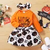 kids Clothing Sets Girls halloween outfits infant letter Romper Tops pumpkin print skirts Headband 3pcs/set Spring Autumn summer fashion baby clothes