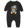 Op voorraad zomer pasgeboren kinderen designer rompertjes baby jongens meisjes mode print luxe puur katoen korte mouw jumpsuit met lange mouwen b7143187