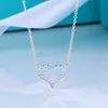 Love Heart a forma di ceso a forma di diamante collana S925 Sterling Silver Love Necklace Light Luxury Niche Design Necklace Gift di compleanno di San Valentino G220713