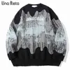 Una Reta herrtröja Ny hiphop-tie-dye tryck tröja streetwear män avslappnade pullover toppar vinter harajuku man tröja t220730