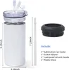 16 oz sublimación puede enfriar vasos en blanco 4 en 1 adaptador aislador de lata con tapa a prueba de fugas Paja de plástico Enfriador de acero inoxidable fy5147 0425