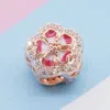 925 siver beads charms for pandora charm bracelets designer for women Sparkling Freehand Heart petal