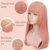 Синтетические волосы черно -розовый парик длинный прямой косплей Lolita Двухтонный цвет цвет Женщины Женщины термостойкие S 220622