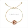 Charm Bracelets Jewelry Fashion 6Colors Resin Druzy Bracelet Triangle Irregar Imitate Natural Stone Adjust Dstring Drus Dhxag