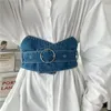 Riemen onregelmatige denim riem dames Koreaanse stijl modieuze all-match shirt shirt pak taille afdichting decoratieve widebelts smal222222