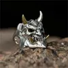 Vintage Mens Horror Anger Skull Ring Gothic Punk Biker Skeleton Rings for Men Party Jewelry Halloween Gifts GC1442