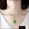 H￤nge halsband jade halsband naturliga Hetian Green Oval Retro Unikt Gold Craft Charm Womens Sier Jewel Jasper Nec Yydhh Yydhhome Dhdgb
