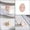 Cluster Rings Fashion Gold Plated Pink Rose Quartz Crystal Open Geometric Natural Stone Ring for Women Jewelry Gift Drop Deli Yydhome Dhlk8
