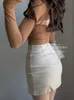 Womengaga Summer Korean Girl Kobieta elegancka kreska T -CHIRT z długim rękawem pusta krzyżowa topy tee seksowne top y2ej 220811