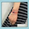 Charm Bracelets Jewelry Make A Wish Blue Evil Eye Woven Paper Card Bracelet Women Adjustable Lucky Red String Femme Fashion Wholesale Drop D