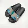 Zapatillas de diseñador para hombre y mujer con caja de flores correcta, bolsa para el polvo, zapatos con estampado de serpiente, zapatilla plana ancha de verano