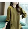 Women's Hoodies Sweatshirts Cotton Spring And Autumn Korean Version Of The Loose Wild Stitching Hit Color Round Leader Sleeves Sweater Women 230206