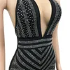 Kricassen Sexy Black Canter ozdobił Crystal Maxi Dress Women Backless See Through Bodycon Birthday Clubwear Church 220520