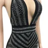 Kricesseen Sexy noir licou embelli cristal Maxi robe femmes dos nu voir à travers moulante anniversaire Clubwear église 220520