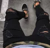 Черные брюки для мужчин хип-хоп отверстия разорванные джинсы Biker Slim Fit Scipper Jean проблемные штаны BBB