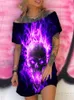 Party Dresses Skull Print For Women Gothic Short Sleeve Summer Dress Off Shoulder Loose Y2k Tank Women's Clothing 2022Party