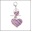 حلقات رئيسية المجوهرات NewDesigner Barty -keychain الحزب لصالح COLORF لطيف سلسلة شكل قلب الاستقلال اليوم سلاسل المفاتيح العلم الأمريكية 2900 Q2 DROP DELIV