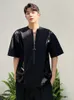 T-shirt da uomo SYUHGFA Abbigliamento uomo 2022 Estate manica corta T-shirt patchwork in pelle PU Moda coreana Tee allentato Streetwear per uomo