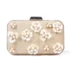 Evening Bags Elegant Fashion Pearl Beaded Flowers Mini Golden Wedding Party Clutch Bag Shoulder Ladies Flap PurseEvening