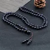 Beaded Strands 6mm Natural Gold Sandstone Bead Bracelets & Necklace For Men Women Blue Shiny Stone Onyx Reiki Prayer Jewelry Lars22