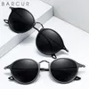 Barcur Luxury Retro Aluminium Magnesium Vintage Solglasögon för män Polariserade runda solglasögon Kvinnor Eyewear de Sol 220506