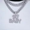 New Styles Hip Hop Pendant 90s Baby Paved Full Cubic Zircon Design with Long Chain Necklace Plated Gold Sier for Punk Party Gift