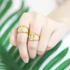 Cluster Rings Copper Zirkon Hollow Heart For Women White Stone Gold Golde Open Butterfly Ring Fashion sieraden Gift Rign23Cluster