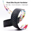 Motsuv Soft Road Bike Bicycle HandleBar Cork Eva Pu Tape Professional Cycling Damping Anticvibration Rap with 2 Barプラグ220728