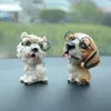 İç dekorasyonlar araba süsleri sevimli gözlük köpek bebek otomobil gösterge paneli dekorasyon Yaratıcı köpek figürin reçine zanaat aksesuarları
