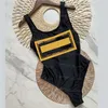 Costume da bagno intero imbottito da donna con lettere stampate Costume da bagno estivo vintage da spiaggia