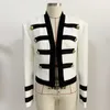 HIGH STREET est Designer Jacket Women's Color Block Collarless Lion Buttons Band Jacket 220815