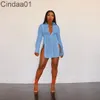 Mode chemise à manches longues robe femme Sexy haut fendu chemise couleur unie bouton hauts pour 2023 été et automne