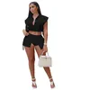 Women Tracksuits Designer 2023 New Button Lapel Sleeveless Top And Shorts Two-piece Set Of Solid Color Elastic Casual Sportwear 3 Colours