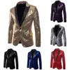 Shiny Gold Sequin Glitter Embellished Blazer Jacket Men Nightclub Prom Suit Blazer Men Costume Homme Stage Clothes For singers 220801