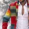 Rainbow Colors Wool Blends Moda européia colorida listrada plus size masculino casaco de inverno Spring Outwerar Causal Ovrcoat S-3xl2724 T220810