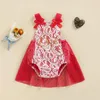 Rompers FocusNorm 0-18m夏の女の赤ちゃんかわいい1歳の誕生日のドレス服2色メッシュレース1文字印刷されたジャンプスーツ