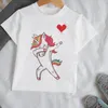 Cdjlfh dabbing enhörning t-shirts tecknad t-shirt för pojkar barn djur tryck kawaii flicka barn sommar t-shirt baby flickor kläder