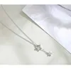 Colliers couleur argent étoile Lariat pour femmes, chaîne ras du cou exquise, pendentif fleur papillon, bijoux cadeaux de fête de mariage
