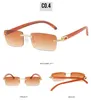 브랜드 디자이너 선글라스 소형 정사각형 프레임없는 금속 힌지 안경을위한 여성 고급 햇볕 유리 유리 UV400 렌즈 케이스 6 색 고품질 고품질 고품질
