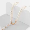 Koreańska słodka długa imitacja Pearl Chain Naszyjnik Moda Charm Kobiet Pearl Choker Choker Wedding Anniversary Biżuteria