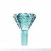 Tigelas de tabaco de vidro de formato de diamante grosso de diamante 14 mm de 18 mm 18 mm de articulação macho colorida para tubos de plataformas de óleo de água