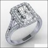 Band Rings Jóias 925 Sterling Sier Women Engagement Square Square Zirconia Crystal Classic PROMECTIO